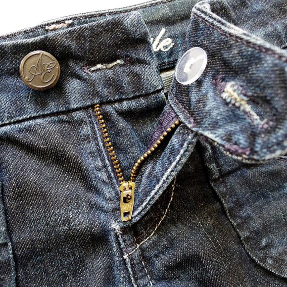 AMERICAN EAGLE 77 Straight Leg Low Rise Jeans + Pockets 29" x 32" Size 0R - Picture 3 of 7
